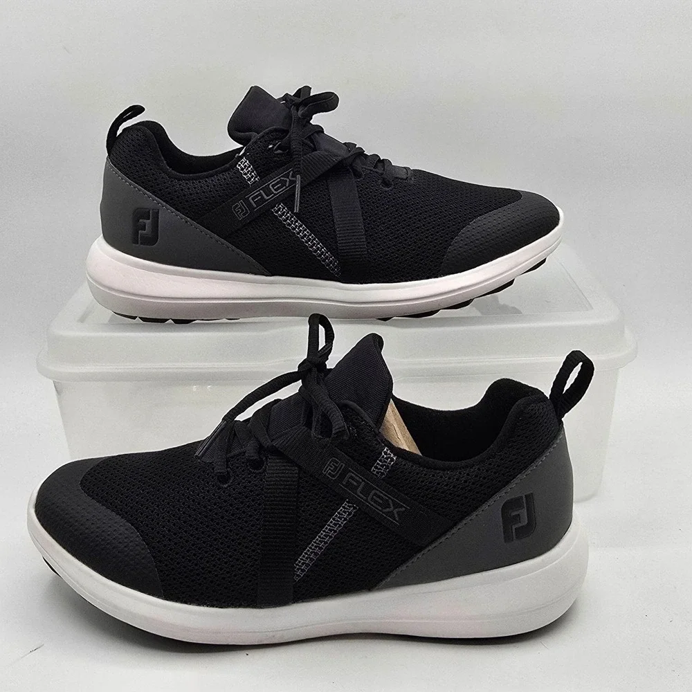 FootJoy FJ Flex Shoes Womens Size 7.5 Black Mesh Lace Up Golf Sneakers 95728